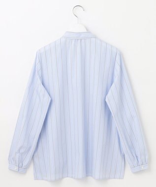 J.PRESS LADIES L 【洗える】ランダムストライプ シャツカラー ブラウス サックスブルー系1