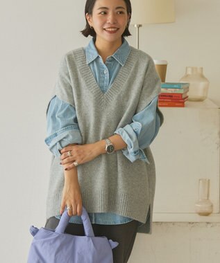 AMERICAN HOLIC ラメ入りＶネックニットベスト Light Gray Mixture