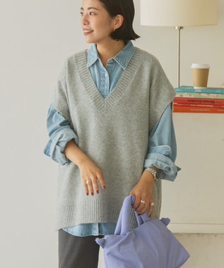 AMERICAN HOLIC ラメ入りＶネックニットベスト Light Gray Mixture