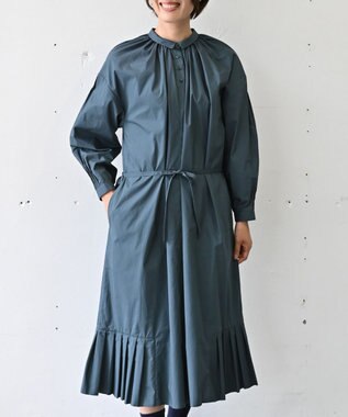 muuc 〈オーガニックコットン〉〈コットンブロード生地〉〈カラーにより異なる生地〉〈通年着られる〉コットン裾プリ ーツ 前開き ワンピース