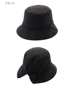 MOONBAT 【遮光100％/遮熱/UVカット】FURLA(フルラ)小ツバ 後ろ割れ バケットハット 帽子 無地 チャーム付き 手洗い可能/サイズ調整可能 ブラック