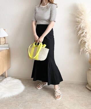 LA BAGAGERIE 【maison vert】 【ペーパー素材・多収納】ダブルハンドルかごバッグ イエロー