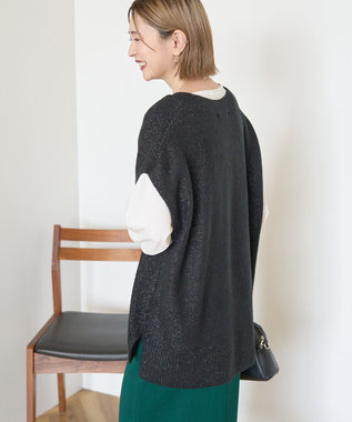 AMERICAN HOLIC ラメ入りＶネックニットベスト Black