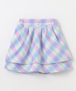 ANY KIDS シャギーチェックスカート ラベンダー系