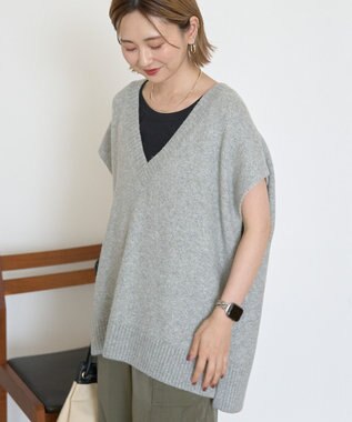 AMERICAN HOLIC ラメ入りＶネックニットベスト Light Gray Mixture
