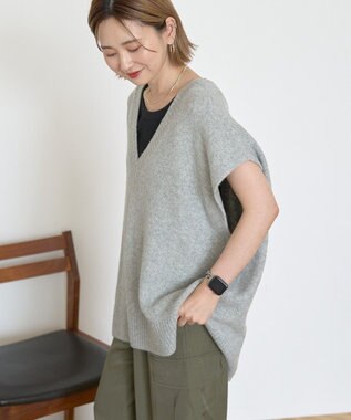 AMERICAN HOLIC ラメ入りＶネックニットベスト Light Gray Mixture