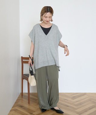 AMERICAN HOLIC ラメ入りＶネックニットベスト Light Gray Mixture