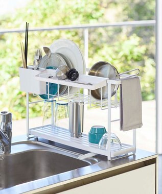 tower スリムスリーウェイ水切りワイヤーバスケット 2段 タワー ホワイト ホワイト