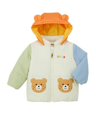 MIKI HOUSE HOT BISCUITS 【80-120cm】くまみみ付き 中綿ジャンパー アイボリー