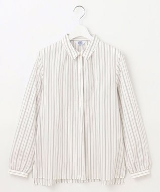 J.PRESS LADIES L 【洗える】ランダムストライプ シャツカラー ブラウス ホワイト系1