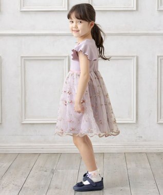 ANY KIDS 刺繍チュールガーリー ワンピース ラベンダー