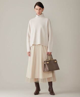 自由区 【洗える】ウールミラノハイネック ニット ベージュ系