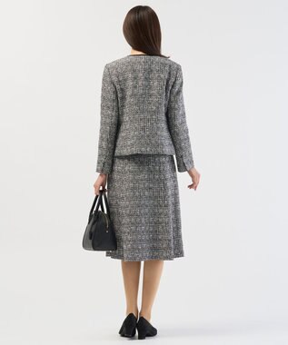 J.PRESS LADIES 【セットアップ対応】ファンシーツイード ノーカラー ジャケット ブラックミックス系