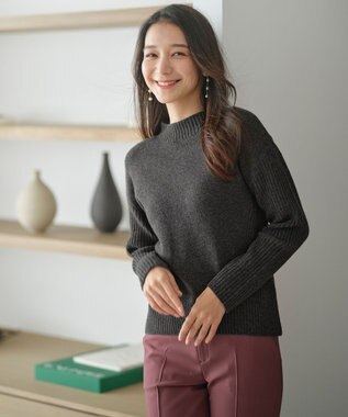 ANY SIS 【洗える】サイドケーブルアンゴラブレンド ニット チャコール