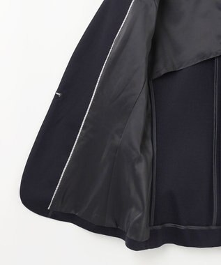 J.PRESS LADIES 【セットアップ対応・洗える・抗菌防臭】T/Cポンチ ノーカラー ジャケット ネイビー系