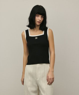 バイカラーリブニットノースリーブ