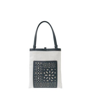 genten タペストリーカットワーク トートバッグ ネイビーブルー