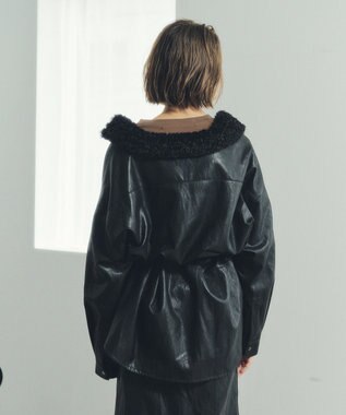 YECCA VECCA レザーライクシャツジャケット Black