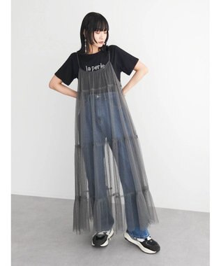 Green Parks ・ＥＬＥＮＣＡＲＥ　ＤＵＥ　２ｗａｙチュールキャミワンピ Charcoal Gray