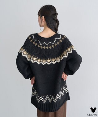 earth music&ecology 【予約】Disney/ミッキー刺繍ノルディックニットチュニック ブラック