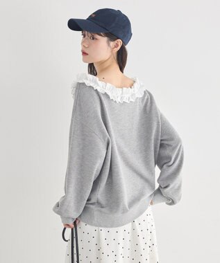 earth music&ecology フリルオフショルウラケスウェット Gray Mixture