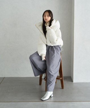 earth music&ecology 2wayパファー ショートブルゾン アイボリー