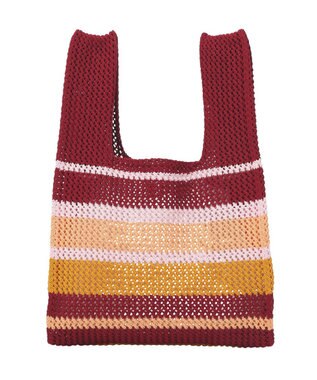 earth music&ecology マルチボーダーニットバッグ Red