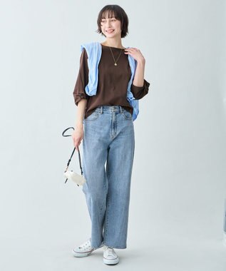 ANY 【WEB限定】シルケットスムースツイストスリーブカットソー ブラウン