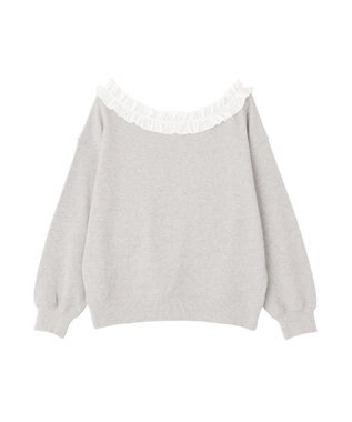 earth music&ecology フリルオフショルウラケスウェット Gray Mixture