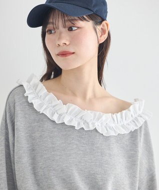 earth music&ecology フリルオフショルウラケスウェット Gray Mixture