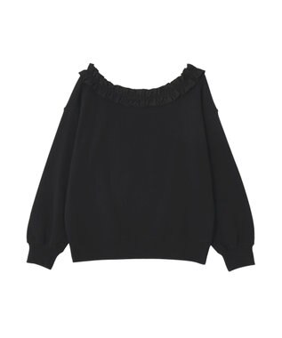 earth music&ecology フリルオフショルウラケスウェット Black