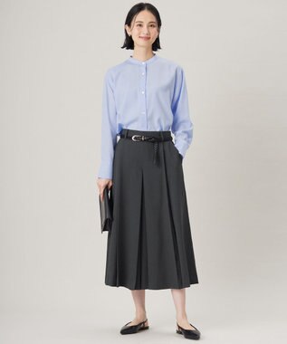 自由区 【洗える】SOMELOSバンドカラー ブラウス サックス