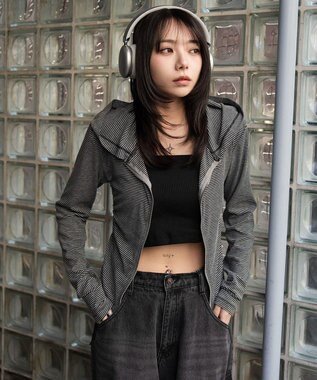 WEGO サイドリボンカットジップパーカー 柄1