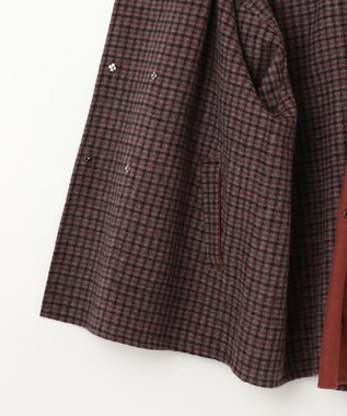 自由区 【リバーシブル】ウールリバー フード付きショートコート レッド系