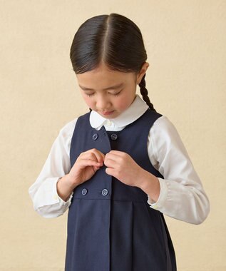 MIKI HOUSE HOT BISCUITS 【ミキハウス】【100-140cm】 ピケ素材の長袖ブラウス 白