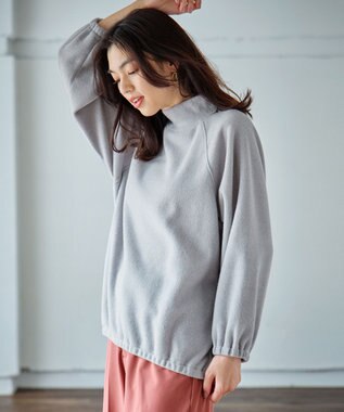 ANY L リブ起毛モックネックプルオーバー グレー