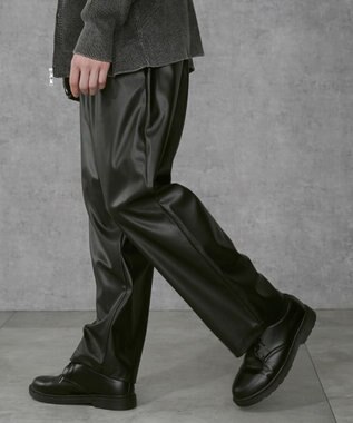 WEGO 【ユニセックス着用ITEM】合皮イージータックパンツ ブラック