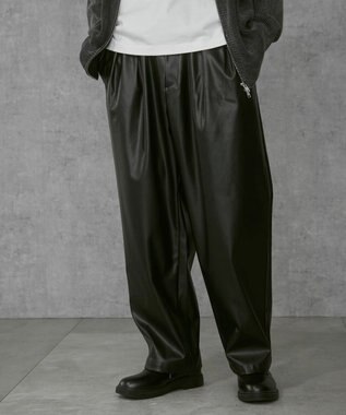 WEGO 【ユニセックス着用ITEM】合皮イージータックパンツ ブラック