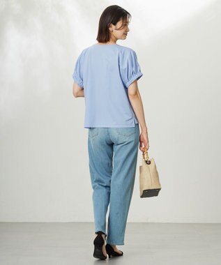 J.PRESS LADIES 【WEB限定カラーあり・洗える】ストライプジャージー フレンチスリーブ カットソー サックスストライプ系