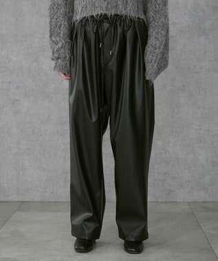 WEGO 【ユニセックス着用ITEM】合皮イージータックパンツ ブラック