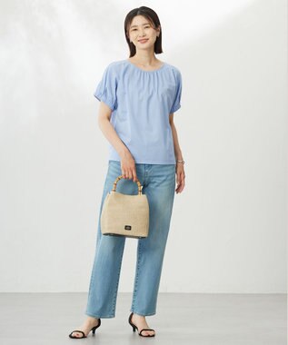 J.PRESS LADIES S 【WEB限定カラーあり・洗える】ストライプジャージー フレンチスリーブ カットソー サックスストライプ系