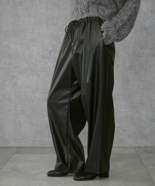 WEGO 【ユニセックス着用ITEM】合皮イージータックパンツ ブラック