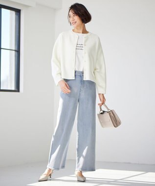 自由区 【洗える】長袖ロゴ Tシャツ アイボリー系