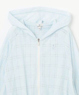 組曲 KIDS 【110-140㎝】【UVケア】オパールチェック パーカー サックスブルー系