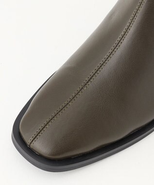 組曲 【23.5cm~24cm】パールヒールミドルブーツ カーキ系