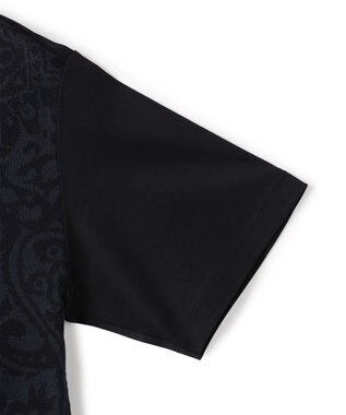 JOSEPH HOMME オリエンタルジャガードニットブロック　クルーネック半袖カットソー ネイビー系