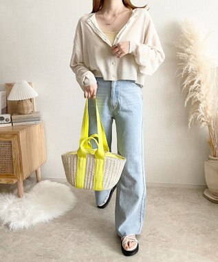 LA BAGAGERIE 【maison vert】 【ペーパー素材・多収納】ダブルハンドルかごバッグ イエロー