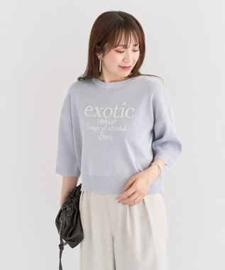 Green Parks ・ＥＬＥＮＣＡＲＥ　ＤＵＥ　ロゴ刺繍６分袖ニット Green