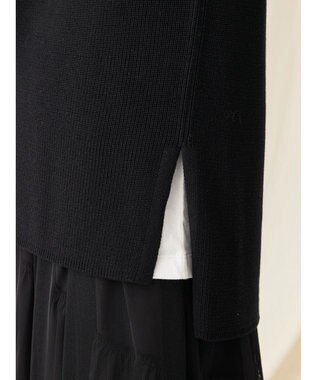 CRAFT STANDARD BOUTIQUE 【2点セット】洗える 60/2 14G片畦Vネックベスト+ロンTEE SET Black