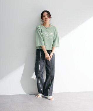 Green Parks ・ＥＬＥＮＣＡＲＥ　ＤＵＥ　ロゴ刺繍６分袖ニット Green